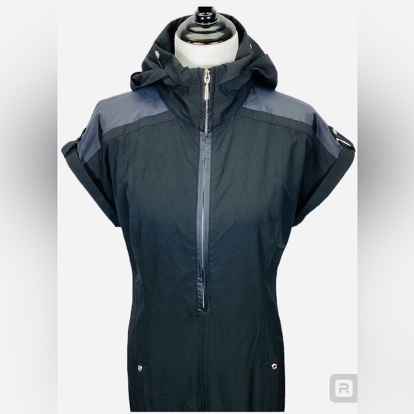 Chico's Zenergy Black Neema Sports Dress Hooded Pockets Half Zip - Picture 3 of 8
